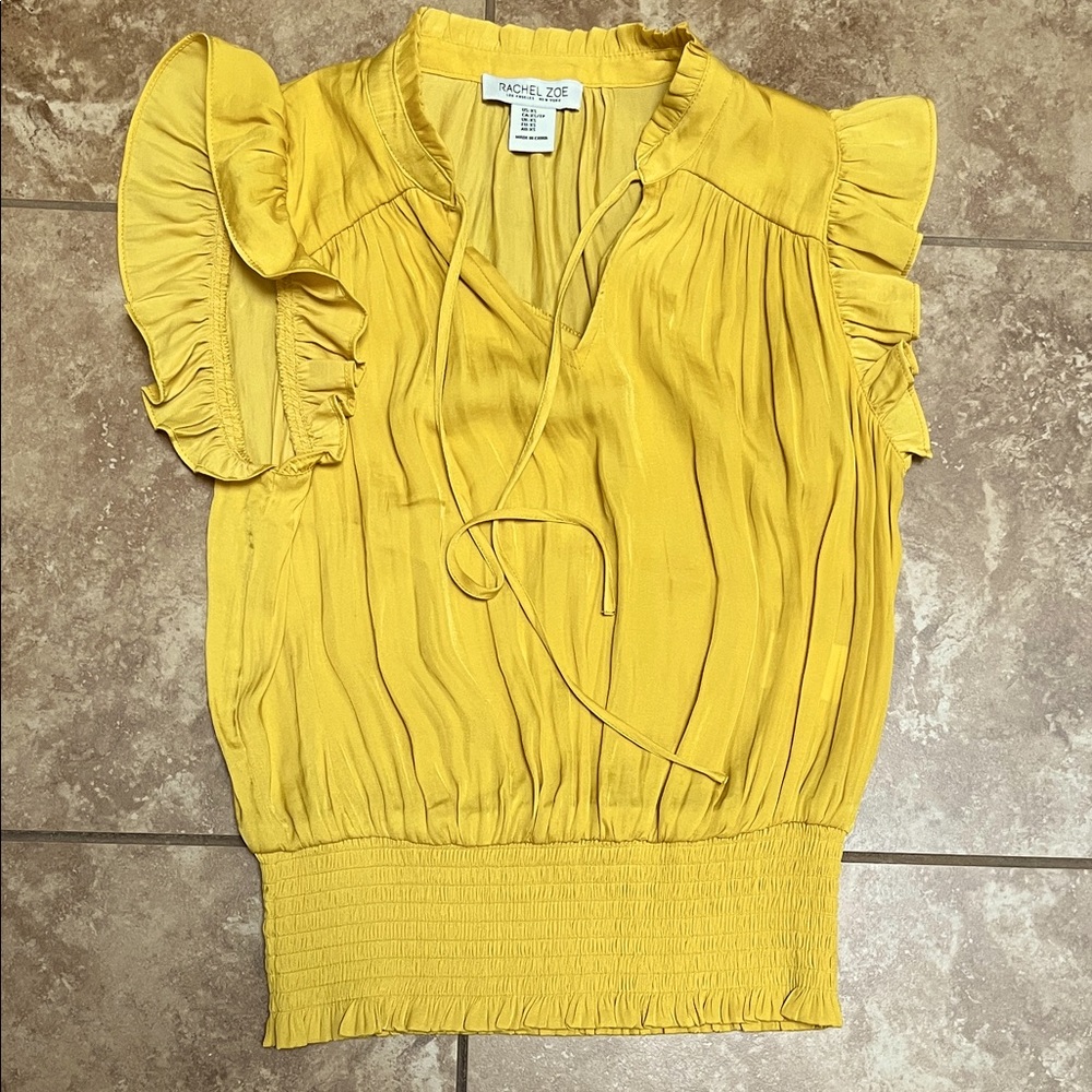 Rachel Zoe Mustard Ruffle Blouse
